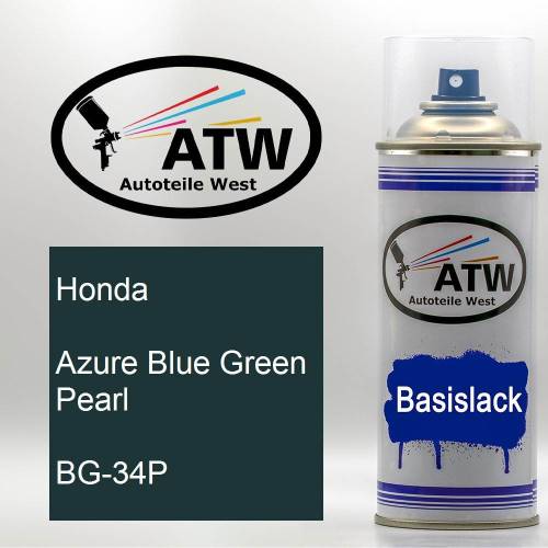 Honda, Azure Blue Green Pearl, BG-34P: 400ml Sprühdose, von ATW Autoteile West.